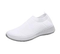 Generisch Slip on Sneakers - Zapatillas deportivas para mujer, transpirables, de malla, ligeras, antideslizantes, con cordones, cómodas, ergonómicas, suelas suaves, para caminar, zapatos anchos para