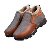Generisch Slip On Zapatillas de invierno para hombre, con forro cálido, sin cordones, antideslizantes, para caminar, de un solo color, forradas, para el tiempo libre, planas, marrón, 45 EU