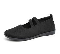 Generisch Slip On - Zapatillas ortopédicas para mujer, ligeras, transpirables, informales, zapatos de verano, cómodos, anchos, para caminar, para exteriores, planas, informales, mocasines, Negro , 39