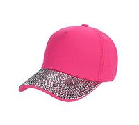 Generisch Snapback Gorra de béisbol Rhinestone Mujeres Moda Sombrero Gorra de béisbol Gorras Señoras Después, Rosa intenso., Talla única