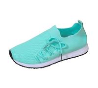 Generisch Sneakers Fly Weaving - Zapatillas deportivas para mujer, color blanco, monocolor, antideslizantes, plataforma, informales, negras, ligeras, transpirables, para el aire libre, verde, 39 EU