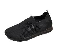 Generisch Sneakers Fly Weaving - Zapatillas deportivas para mujer, color blanco, monocolor, antideslizantes, plataforma, informales, negras, ligeras, transpirables, para el aire libre, Negro , 39 EU