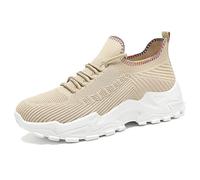 Generisch Sneakers - Zapatillas informales para mujer, de malla, transpirables, con suela gruesa, cómodas zapatillas para correr para el día a día con vaqueros, para toda la temporada, caqui, 41 EU