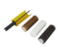 Generisch Snowboard Waxing Roller Brush, Ski Snowboard Roto Brush Kit, 3Pcs Waxing Kit (Brass, Horse Hair and Nylon), with Axle-Shield, for Fast Cleaning, Polishing Glide Finish(200mm)