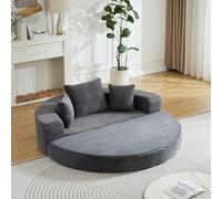 Generisch Sofá cama 2 en 1 de pana y espuma pura, sofá semicircular con bolsa de almacenamiento para reposabrazos, convertible en sofá redondo para salas de estar pequeñas, balcones, cine en casa