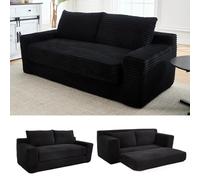 Generisch Sofá cama de 2 plazas 2 en 1 con espuma viscoelástica, funda de pana, no requiere montaje, sofá acolchado compacto para espacios pequeños, apartamentos, oficinas, dormitorios e invitados