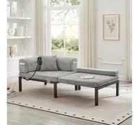 Generisch Sofá cama plegable de madera maciza, cama individual extensible gris claro, multifuncional, ahorra espacio para salón, estudio, oficina y balcón