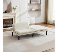 Generisch Sofá de 2 plazas, color beige, ajustable en 3 posiciones, 106°/140°/180°, de pana de terciopelo, funda de madera, soporta hasta 240 kg, para salón, cine en casa, cama de invitados