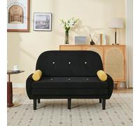 Generisch Sofá de pana negro con espacio de almacenamiento, respaldo ajustable y 2 cojines, sofá multifunción como sillón de relax para salón, marco de metal estable