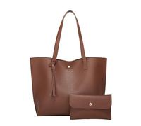 Generisch Sólido borla madre bolsa, gran capacidad, una bolsa de hombro, bolsa de compras bolsas de bloqueo, marrón, talla única