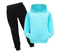 Generisch Sombrero Boda Niños Niños Niños Niñas Manga Larga Estampados Cálida Sudadera Sudadera Tops Pantalones Niños Trajes Chándal Niñas Traje de Verano, azul, 9-10 años
