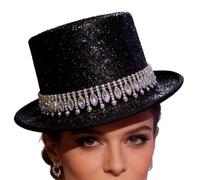 Generisch Sombrero cilíndrico para hombre, unisex, brillante, para cosplay, gorro con diamantes de imitación, sombrero de disfraz brillante para de disfraces, para cosplay, brujería