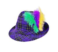 Generisch Sombrero de bolos a cuadros morados en estilo jazz para fiestas, espectáculos de carnaval, ideal para el tiempo libre, así como disfraces de cosplay, se puede llevar durante todo el año