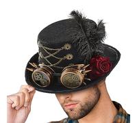 Generisch Sombrero de cilindro steampunk - Disfraz de cilindro con diseño de gafas | Gorro de fieltro con ajuste de tamaño para actuaciones de circo, mercados medievales, teatro