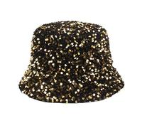 Generisch Sombrero de cubo de lentejuelas para mujer, sombrero de playa para fiestas, niñas, adolescentes, brillantes lentejuelas para viajes, dorado, Talla única