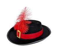 Generisch Sombrero de disfraz de mosquetero, sombrero de disfraz para niños con faja y pluma, accesorio ligero y transpirable para fiestas y actuaciones escénicas