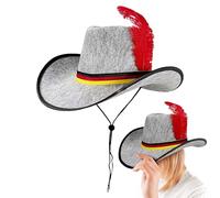 Generisch Sombrero de fieltro para hombre, Oktoberfest, con cinta y diseño negro, rojo y amarillo, para Oktoberfest, carnaval, bar, fiesta, cosplay o escenario