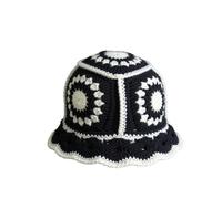 Generisch Sombrero de ganchillo para mujer, estilo bohemio, ropa de calle, vacaciones, bloque de color, transpirable, para exteriores, sombrero de pescador, playa, playa, a rayas, sombrero de flores