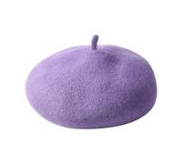 Generisch Sombrero de invierno para niños, de un solo color, cálido, estilo boina de calabaza, boina de felpa de lana, morado, 5-8 años