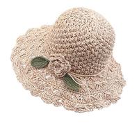 Generisch Sombrero de paja de ganchillo con detalle de volantes, sombreros de ganchillo para mujer, sombrero de playa, sombrero de sol tejido a mano, Rosa., talla única