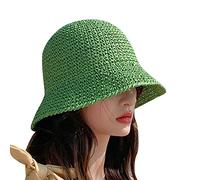 Generisch Sombrero de paja para mujer, sombrero de sol de paja de papel, tejido a mano, sombrero de pescador plegable, sombrero ligero, sombrero de verano, sombrero de playa, ala ancha, protección