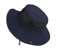 Generisch Sombrero de pescador plegable, sombrero para el sol, transpirable, ala ancha, sombrero de malla, sombrero de verano para viajes al aire libre, sombrero de 62 cm para hombre, marine, talla