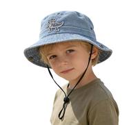 Generisch Sombrero de pescador vaquero lavado con diseño de dinosaurios para niños y niñas, azul claro, 2-8 años