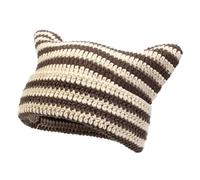 Generisch Sombrero de piloto Crochet Hats for Women Handmade Knit Cat Ear Beanie Hat Winter Hat Goth Mütze Tractor, marrón, Talla única