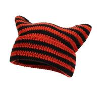 Generisch Sombrero de piloto Crochet Hats for Women Handmade Knit Cat Ear Beanie Hat Winter Hat Goth Mütze Tractor, rojo, Talla única