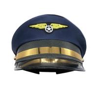 Generisch Sombrero de piloto - Sombrero de traje de capitán de aerolíneas | Sombreros de aviación ajustables para adultos | Gorra de piloto de poliéster con brim de bloqueo solar | Fiesta Dress-Up