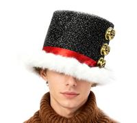 Generisch Sombrero de Santa Claus - Sombrero festivo de Papá Noel con pelusa blanca y 3 campanas | Sombrero de vacaciones | Para mujeres hombres de Año Nuevo reunión Cosplay Aparecimiento