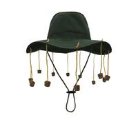 Generisch Sombrero de sol unisex de ala ancha con flecos de perlas para días soleados, Verde oscuro., 59