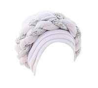 Generisch Sombrero de trenza rebordeado musulmán con volantes para mujer, gorros de dormir con forro de satén, gorro de pescador con mariposa, Blanco, Talla única