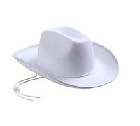 Generisch Sombrero De Vaquero Blanco Sombrero De Vaquero Occidental Sombrero Envuelto Blanco UN Domingo Con, Blanco, Talla única