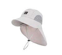 Generisch Sombrero de verano para niños con ala ancha, protección para el cuello para niños y niñas a partir de 4 años, ideal para playa, vacaciones, actividades al aire libre, protección solar, Gris