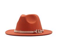 Generisch Sombrero Panamá, hebilla ancha, lana, sombrero clásico, gorra de béisbol floppy para mujer La Cap, naranja, Talla única