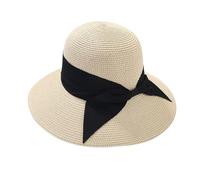 Generisch Sombrero para el sol con visera de verano con lazo, protección solar, ala grande, estilo informal, paraíso de jardín, beige, talla única