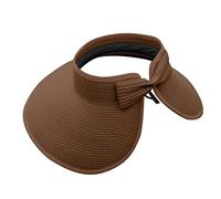 Generisch Sombrero para el sol de 1 año para mujer con ala ancha, viseras de paja, viseras de playa plegables, sombrero de playa de verano para enrollar, sombrero de sol transparente, café, talla