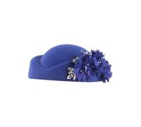 Generisch Sombreros de iglesia para mujer con apliques florales, sombreros de pastillero, tocado, gorras de té, boina para hombre, azul, Talla única