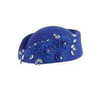 Generisch Sombreros de iglesia para mujer con apliques florales, sombreros de pastillero, tocado, gorras de té, gorras para hombre, azul, Talla única