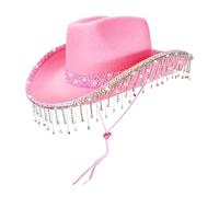 Generisch Sombreros de para mujer - Sombrero occidental para fiestas de disfraces - Tocado adornado con volantes y diamantes de imitación para fotos y fiestas
