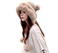 Generisch Sombreros de pompón de invierno para mujeres de punto mujeres crochet cubo cálido bolsa auditiva al aire libre, café, Talla única