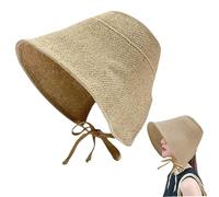 Generisch Sombreros de sol para mujer con protección UV, estilo victoriano con cinta de amarre, gorra de algodón y lino, bloqueo UV, para exteriores, senderismo, pesca, caqui