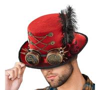 Generisch Sombreros Steampunk | Disfraz de cilindro con diseño de gafas - Gorro de fieltro con ajuste de tamaño para actuaciones de circo, mercados medievales, teatro