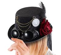 Generisch Sombreros steampunk para mujer en estilo gótico | Sombrero punk - tocado con pechos desmontables y cadena accesorios para hombre y mujer, accesorios de mascarada, accesorios de película