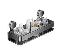 Generisch Soporte de almacenamiento con, potencia de succión con ganchos extraíbles, bandeja inoxidable, dispensador de jabón sin taladros, para cocina, baño, bañera, apartamento