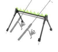 Generisch Soporte de barra de tierra con 12 ranuras, soporte organizador plegable | Campamento de pesca terrestre para padre, abuelo, marido, tío, pescador deportivo al aire libre, equipo portátil