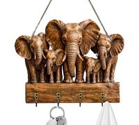Generisch Soporte de pared para llaves - Organizador de madera con diseño de elefante para toallas, estante de almacenamiento, llavero, gancho de la serie animal, ahorro de espacio, decoración de