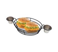 Generisch Soporte para cesta de frisos, bandeja para servir aperitivos, recipiente reutilizable con cuencos de inmersión, accesorios para hamburguesas para perros calientes, herramienta para palomitas