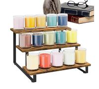 Generisch Soporte para exhibición de madera, estante de 3 niveles, elevador de productos minoristas, 15,75 x 9,45 pulgadas, diseño portátil con rústico, para hosting de cocina, catering justo, joyería